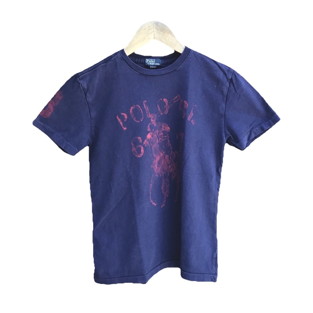 Polo Ralph Lauren Big Pony Graphic T Shirt Navy Red Youth Medium 10 12